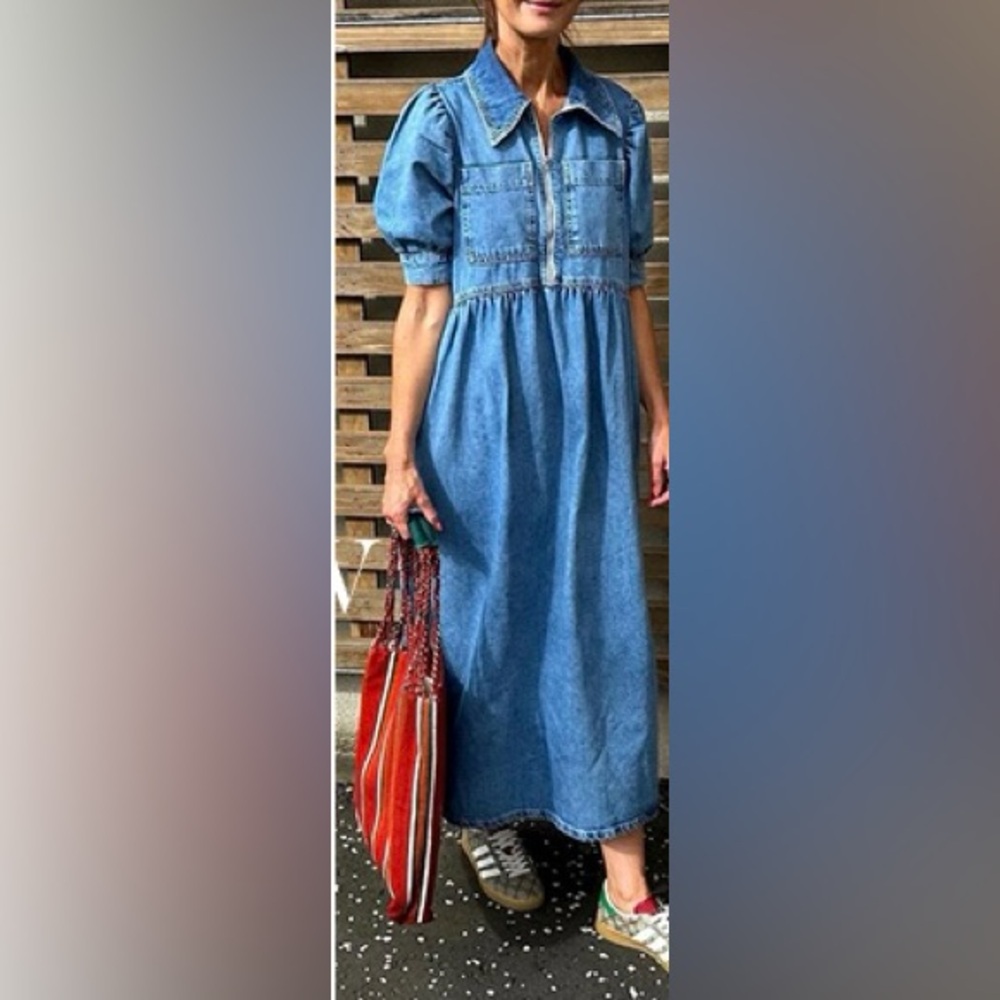 NWOT ALIGNE GABRIELLA SHORT SLEEVE DENIM MIDI DRESS Size 6